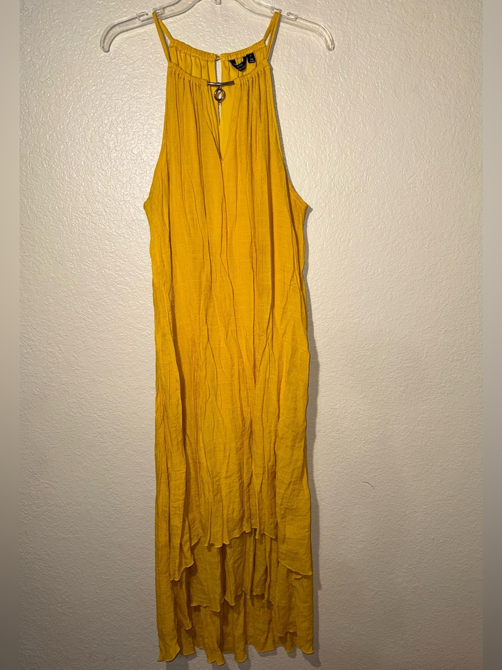 Mlle Gabrielle 2X Mustard High Low Maxi Dress Boho Resort